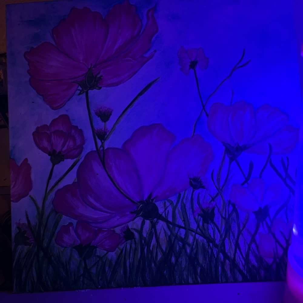 Floral Canvas Art with Pink Blossoms hand painted by me - Picture 3 of 3